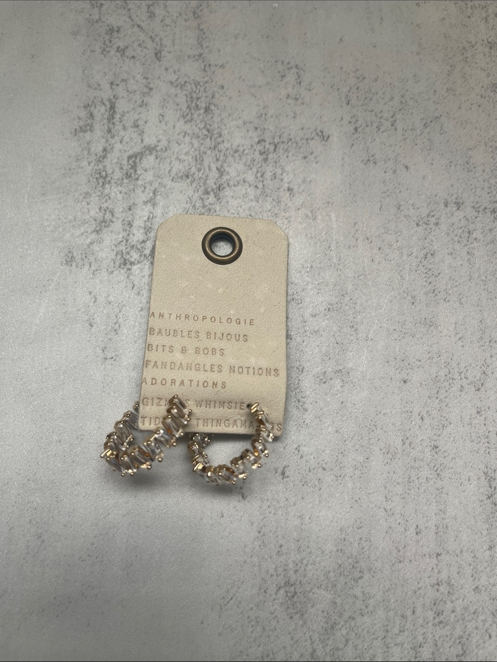 Anthropologie Gold Crystal Hoop Earrings